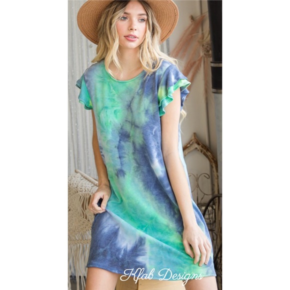 ❤️LAST! Super Soft Tie Dye Flutter Sleeve Dress - Picture 3 of 8